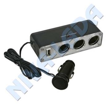 Разветвитель прикуривателя 3 гнезда + USB AVS CS314U