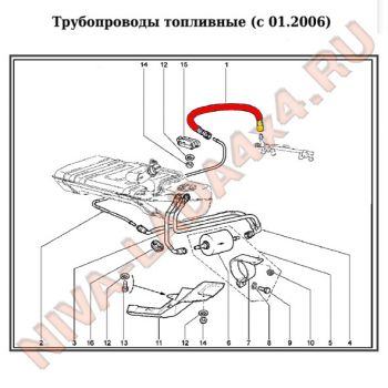 Шланг топливный передней топливной трубки к рампе НИВА-Шевроле 2123-1104218 БРТ 440 мм с 2006 г.в.