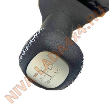 Рукоятки рычагов управления КПП и КР НИВА с чехлами, эко-кожа цвет строчки серый